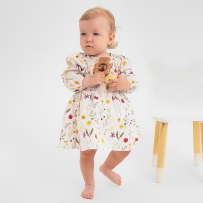Платье - боди для девочки MINAKU «Цветы», рост 92-98 см, белое
