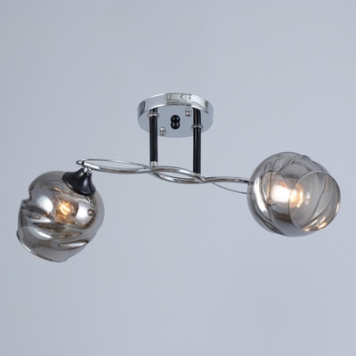 Люстра «Миллениум», 2×60 Вт Е27, хром/чёрный, 54×19×23 см