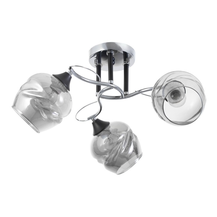 Люстра «Миллениум», 3×60 Вт Е27, хром/чёрный, 56×56×23 см - Фото 1