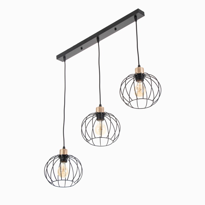 Люстра «Контур», 3×60 Вт Е27, чёрный, 70×20×22(90) см - Фото 1