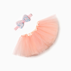 Набор для фотосессии Крошка Я "Нежность": юбка и повязка на голову, персиковый, 17см