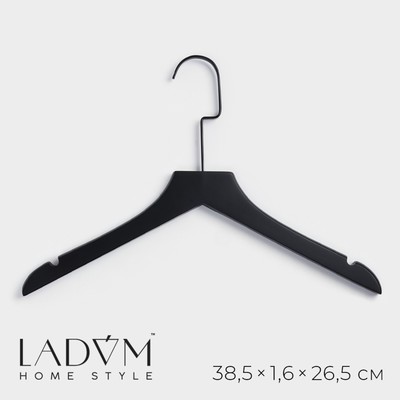 Плечики - вешалка для одежды LaDо́m Black Lotus, 38.5×1.6×26.5 см, длинный крюк, широкие плечики
