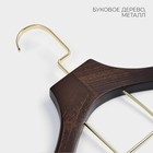 Плечики - вешалка для костюмов LaDо́m Brown Gold, 42.5×4×19 см, перекладина вельвет, широкие плечики, дерево бук - Фото 3