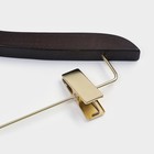 Плечики - вешалка для костюмов LaDо́m Brown Gold, 40,5×2,7×29 см, с зажимами, широкие плечики, дерево бук - Фото 3