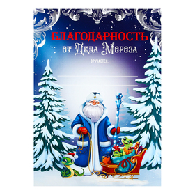 Грамота благодарность новогодняя «Дед Мороз и змейка», на Новый год, А4 (комплект 40 шт)