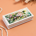 Шкатулка «Яблоневый цвет», белая, 8,5×17 см, лаковая миниатюра - фото 321817202