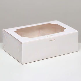 Коробка на 6 пирожных , белая , 24 х 16 х 8