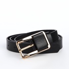 Ремень женский, 110×2.1 см, с винтом, пряжка металл, золотистая, чёрный - Фото 6