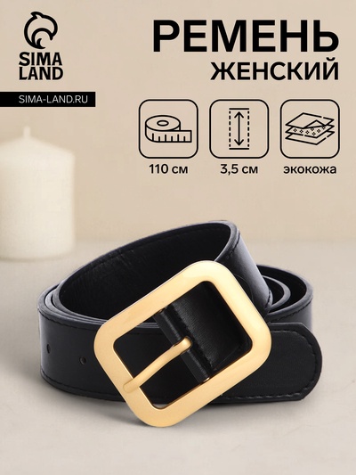 Ремень женский 110×3.5 см, с винтом, пряжка металл, золотистая, чёрный