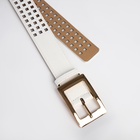 Ремень женский, 110×4 см, пряжка металл, золотистая, белый - Фото 8