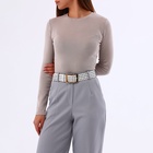 Ремень женский, 110×4 см, пряжка металл, золотистая, белый - Фото 2