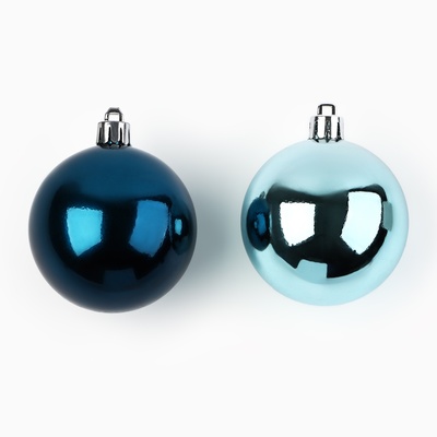 Ёлочные шары новогодние, на Новый год, d=6 см, 5 шт., цвет синий и голубой