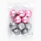 Ёлочные шары новогодние, на Новый год, d=6 см, 10 шт., цвет розовый и серебристый - Фото 4