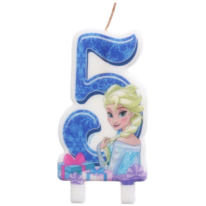Свеча в торт цифра 5 "С Днем рождения", Холодное сердце, 8,5×5 см - Фото 1