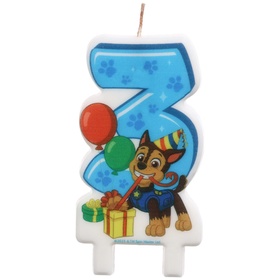 Свеча в торт цифра 3 "С Днем рождения", Щенячий патруль, 8,5×5 см