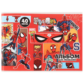 Альбом для рисования на скрепке, А4, 40 листов, Человек-паук