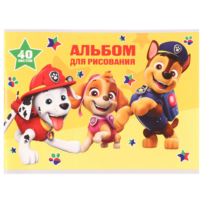 Альбом для рисования на скрепке, А4, 40 листов, Paw Patrol