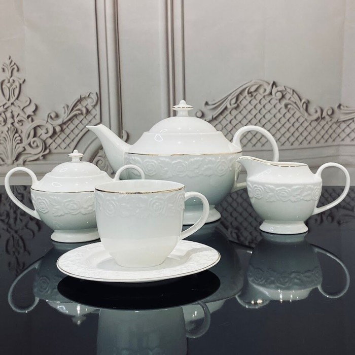 Чайный сервиз Lenardi «Белая Роза», фарфор, 250 мл, 17 предметов - Фото 1