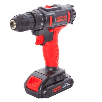 Дрель-шуруповерт RedVerg SD18LE/1-2 Basic, 18 В, Li-lon, 2 Ач, 20 Нм, 350/1400 об/мин