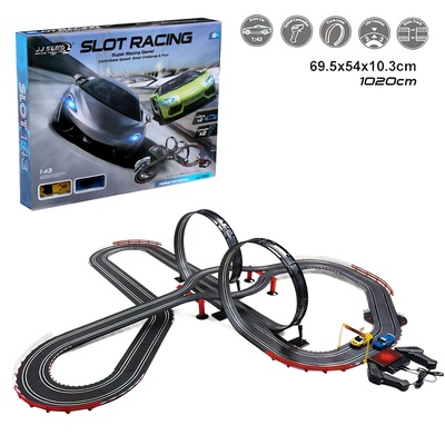 УЦЕНКА Автотрек «Турбо кросс», с 2 машинами 1:43, работает от сети