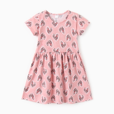 Платье для девочки "Аврора", цвет розовый/сердца, рост 98 см