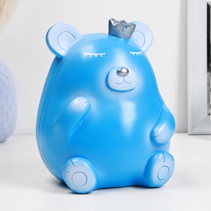 

Копилка "Медведь с короной" голубая, 17см