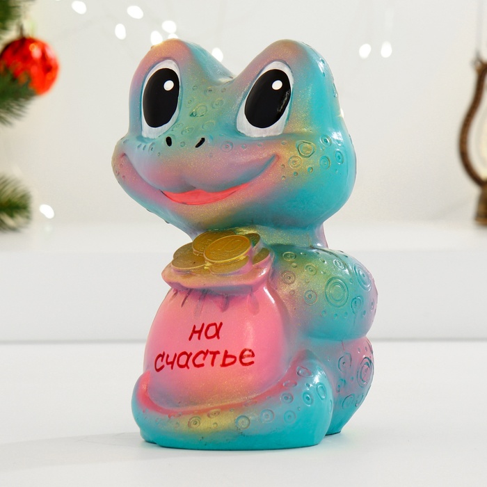 

Копилка "Змея с мешком денег" изумрудная, 18см
