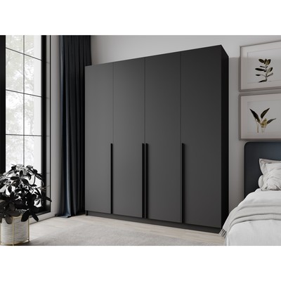 Шкаф прямой четырёхстворчатый для одежды «Стронг», с доводчиками, 2000×536×2200 мм, цвет графит/графит