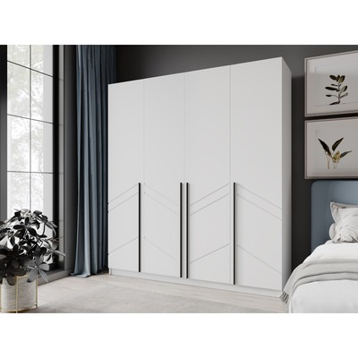 Шкаф прямой четырёхстворчатый для одежды «Стронг», с доводчиками, 2000×536×2200 мм, цвет белый/белый софт