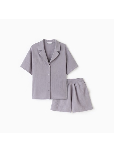 Пижама женская (рубашка, шорты) KAFTAN Basic, размер 44-46, серая