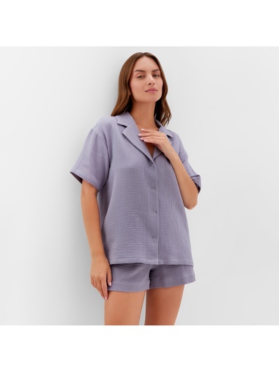 Пижама женская (рубашка, шорты) KAFTAN Basic, размер 44-46, серая