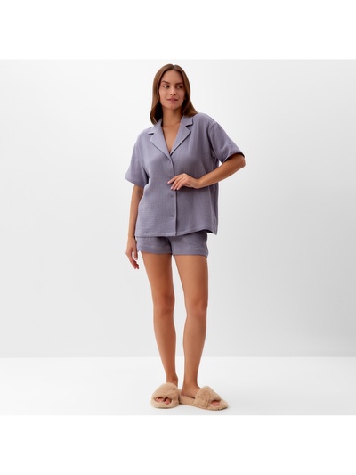 Пижама женская (рубашка, шорты) KAFTAN Basic, размер 44-46, серая