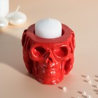 Подсвечник "Череп Тишина" 7*10см красный - фото 24745521