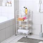 Этажерка напольная 4-х секционная Доляна, на колёсах, 31×34×77 см, белая - Фото 3