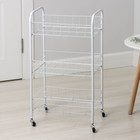 Этажерка напольная 3-х секционная, на колёсиках, 27×36×66 см, белая - Фото 2