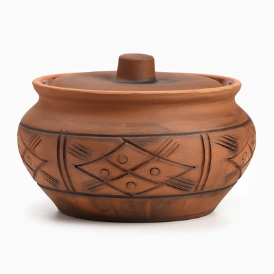 Жаровня Кунгурская керамика «Молочение», 3 л, керамика, коричневая