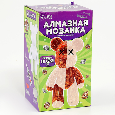 УЦЕНКА Алмазная мозаика на фигурке «Медведь», цвет белый, оранжевый