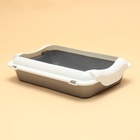 Туалет средний с бортом 36×26×9, серый/белый - Фото 2