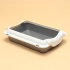 Туалет средний с бортом 36×26×9, серый/белый - Фото 5