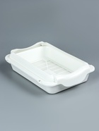 Туалет средний с бортом и сеткой 36×26×9 см, лоток+сетка+борт белый - Фото 4