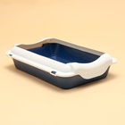 Туалет средний с бортом 36×26×9, синий/белый - Фото 2