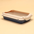 Туалет средний с бортом и сеткой 36×26×9, см, лоток синий, сетка и борт бежевый - Фото 2