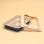 Туалет средний с бортом и сеткой 36×26×9, см, лоток синий, сетка и борт бежевый - Фото 4