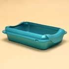 Туалет средний с бортом и сеткой 36×26×9 см, лоток+сетка+борт бирюзовые - Фото 2