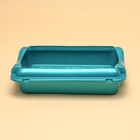 Туалет средний с бортом и сеткой 36×26×9 см, лоток+сетка+борт бирюзовые - Фото 3