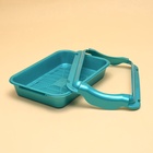 Туалет средний с бортом и сеткой 36×26×9 см, лоток+сетка+борт бирюзовые - Фото 4