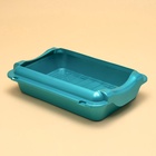 Туалет средний с бортом и сеткой 36×26×9 см, лоток+сетка+борт бирюзовые - Фото 5