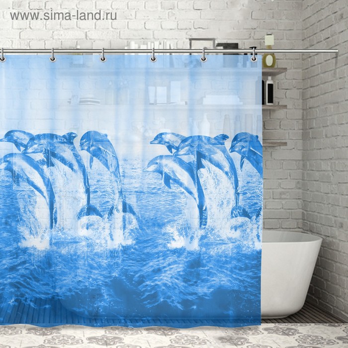 Штора для ванны Доляна «Дельфины», 180×180 см, EVA - Фото 1