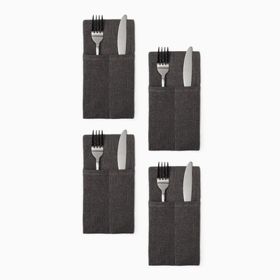 Набор конвертов для приборов Home collection graphite-4 шт., 22×10 см, 100%лён