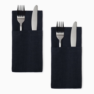 Набор конвертов для приборов Home collection blue-4 шт., 22×10 см, 100% лён